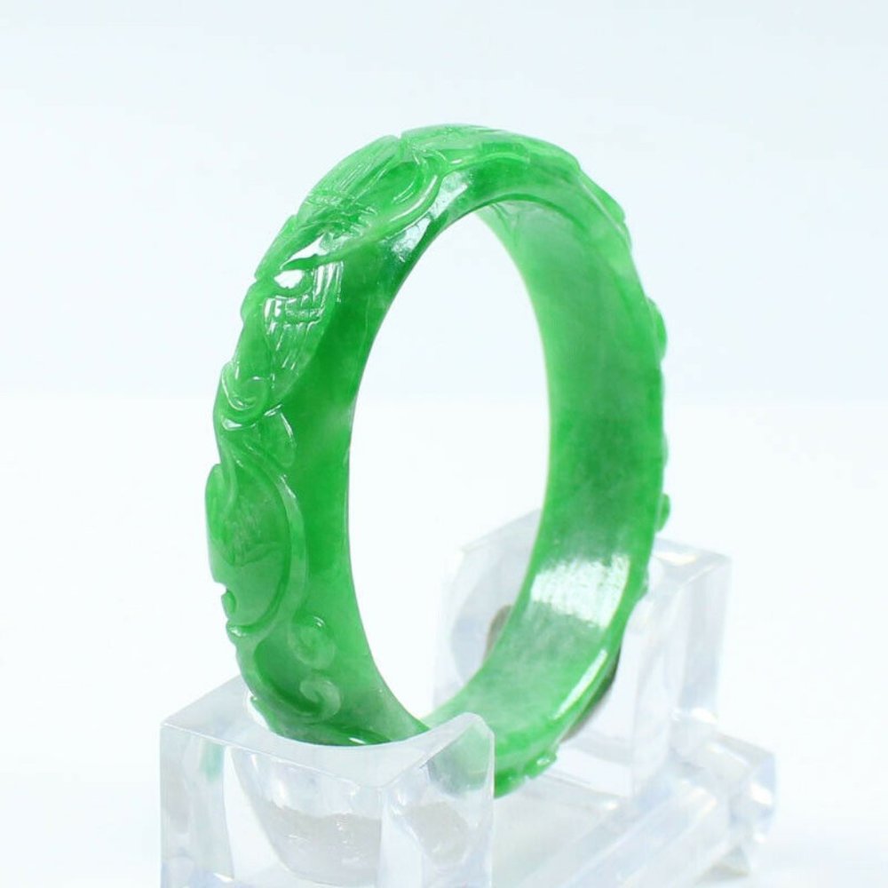 Solid Heavy Genuine Green Jade Bangle - image 1